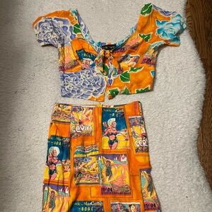 ✈️ VINTAGE 90s JAMS WORLD Two-Piece Set — Crop Top + Mini Skirt